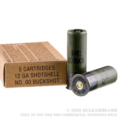 5 Rounds of 12ga Ammo by Winchester -00 Buck