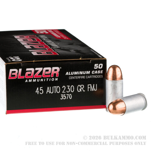 1000 Rounds of .45 ACP Ammo by Blazer - 230gr FMJ