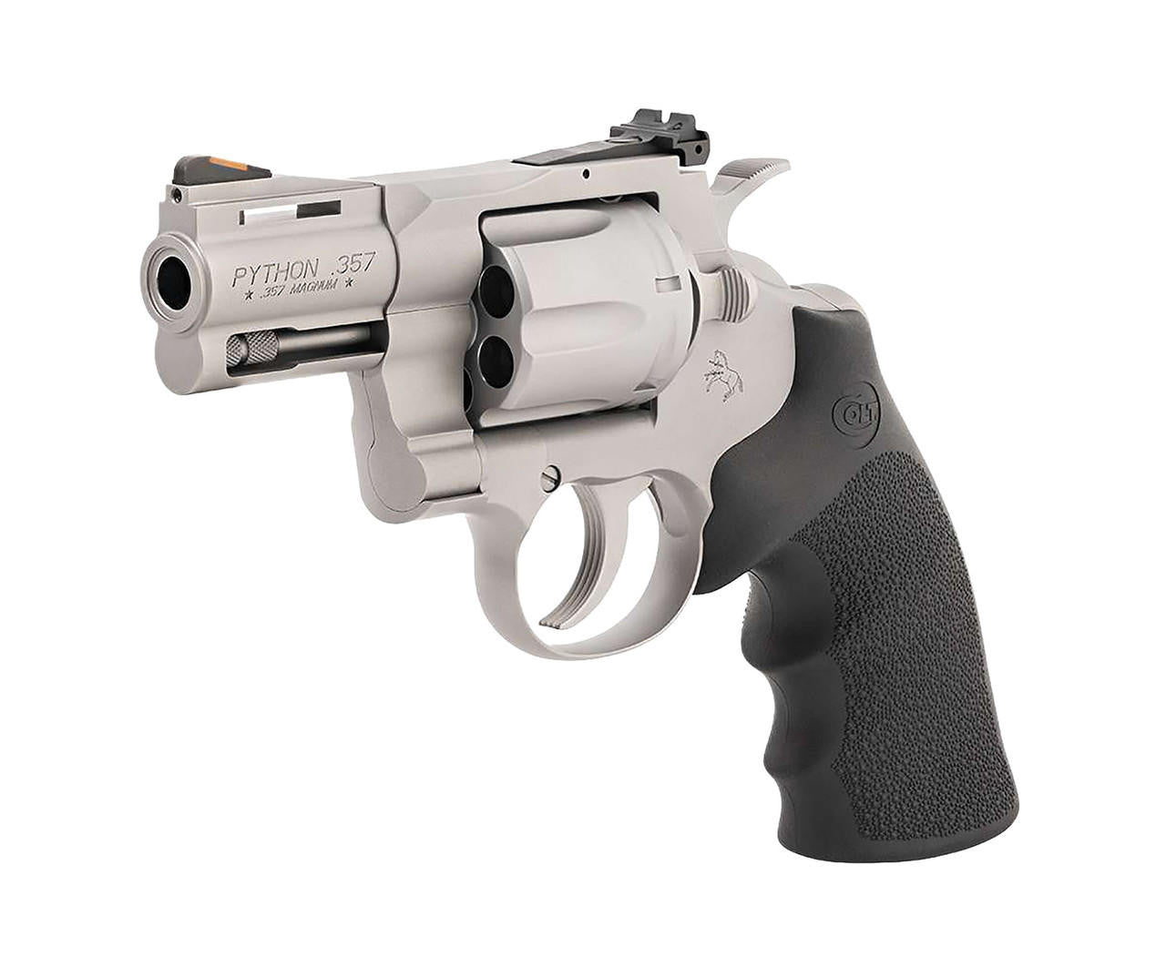 Colt Python 357 Magnum Revolver Recessed Target and Vent Rib w/ Black Hogue Finger Grip - 3" Barrel