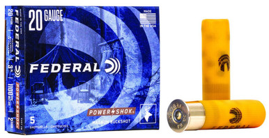 Federal Power-Shok 20 Gauge 3" 18 Pellets #2 Buckshot - 5 Rounds