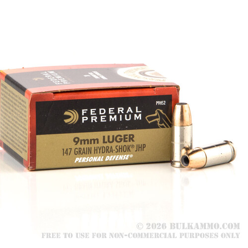 20 Rounds of 9mm Ammo by Federal - 147gr JHP
