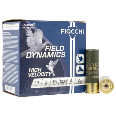 Fiocchi High Velocity 12 Gauge 3" 1-3/4 oz #6 Lead Shot, 25 Rounds