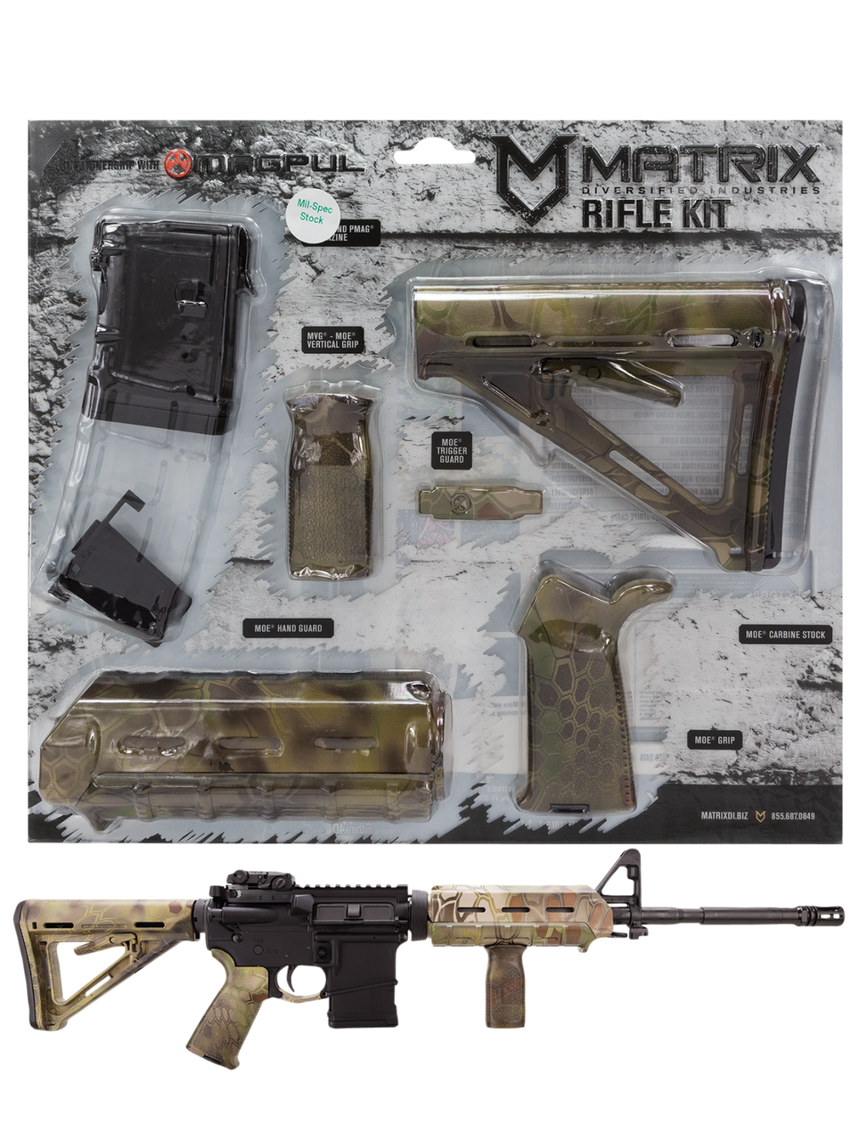 Matrix Diversified Ind MAGMIL62KM Magpul Carbine Accessory KitAR-15 Kryptek Mandrake Ambidextrous