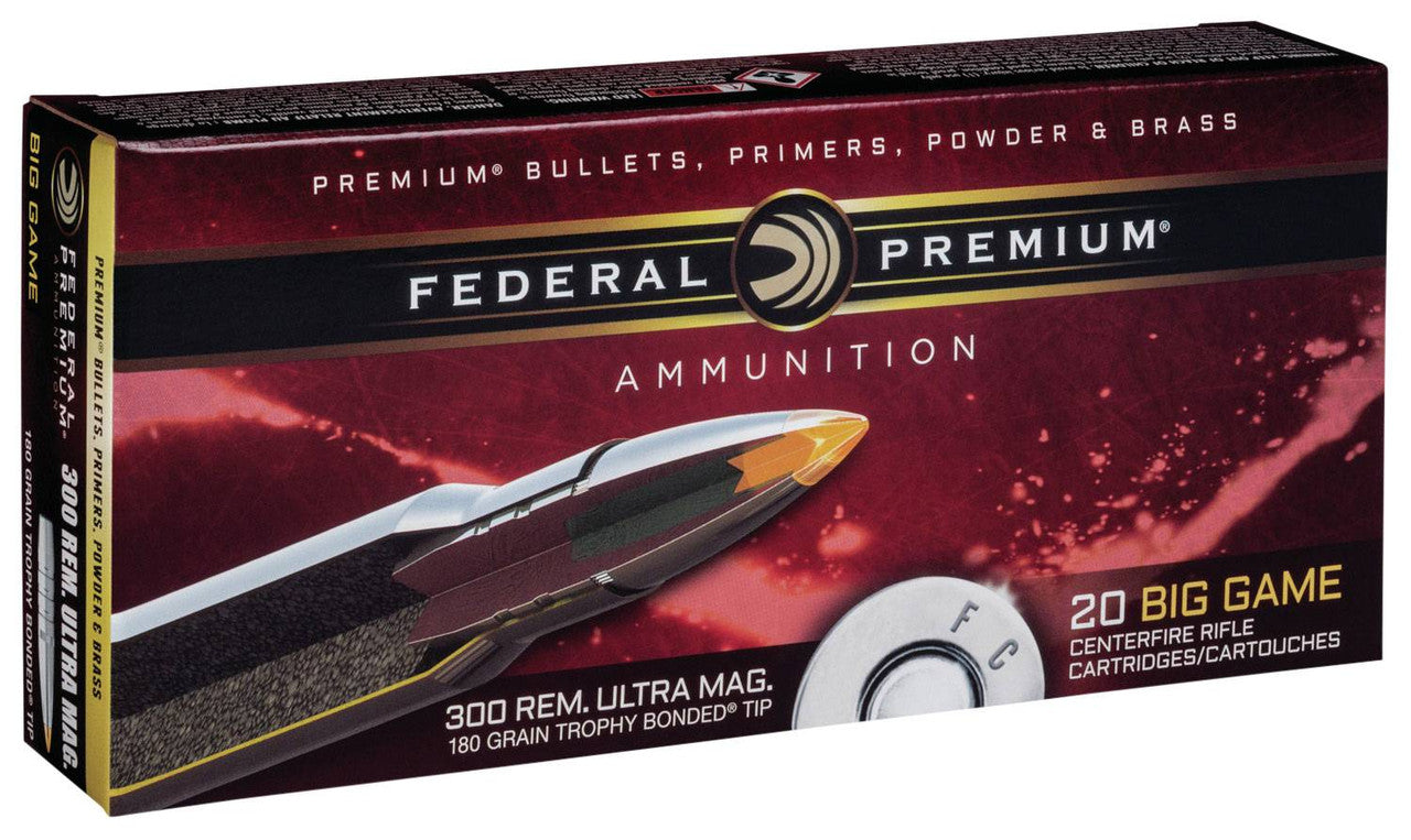 Federal P300RUMTT1 Premium300 RUM 180 gr Trophy Bonded Tip 20 Bx/ 10 Cs