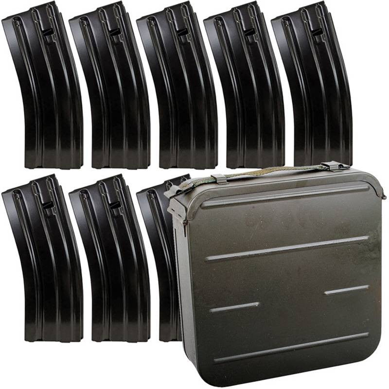 Combo of (8)AR15/16 30rd Korean Mags and (1) Goryunov Can