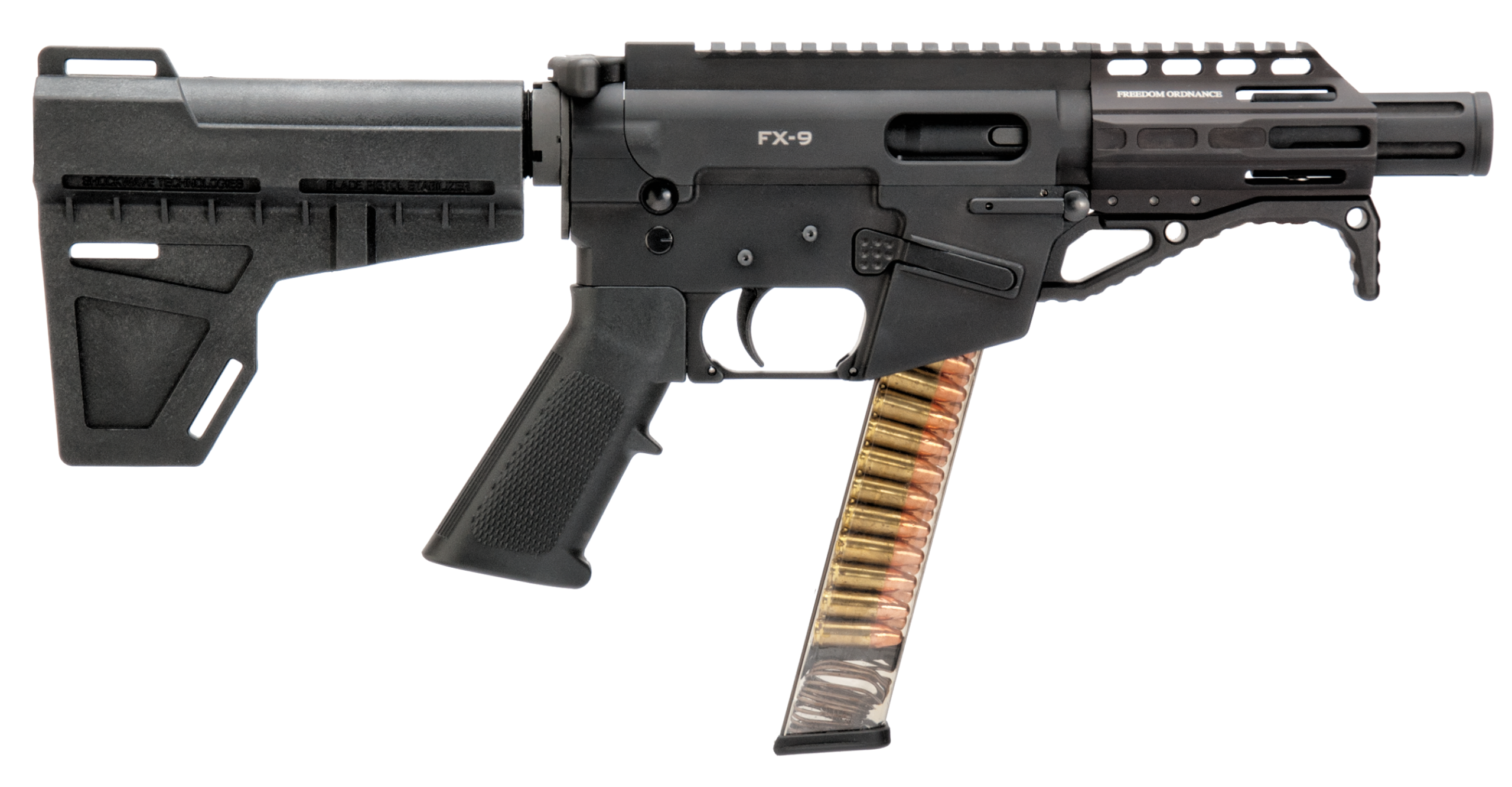 Freedom Ordnance FX9P4 FX-9 9mm Luger 4.50" 31+1 Semi-Auto Pistol - KAK Shockwave Brace