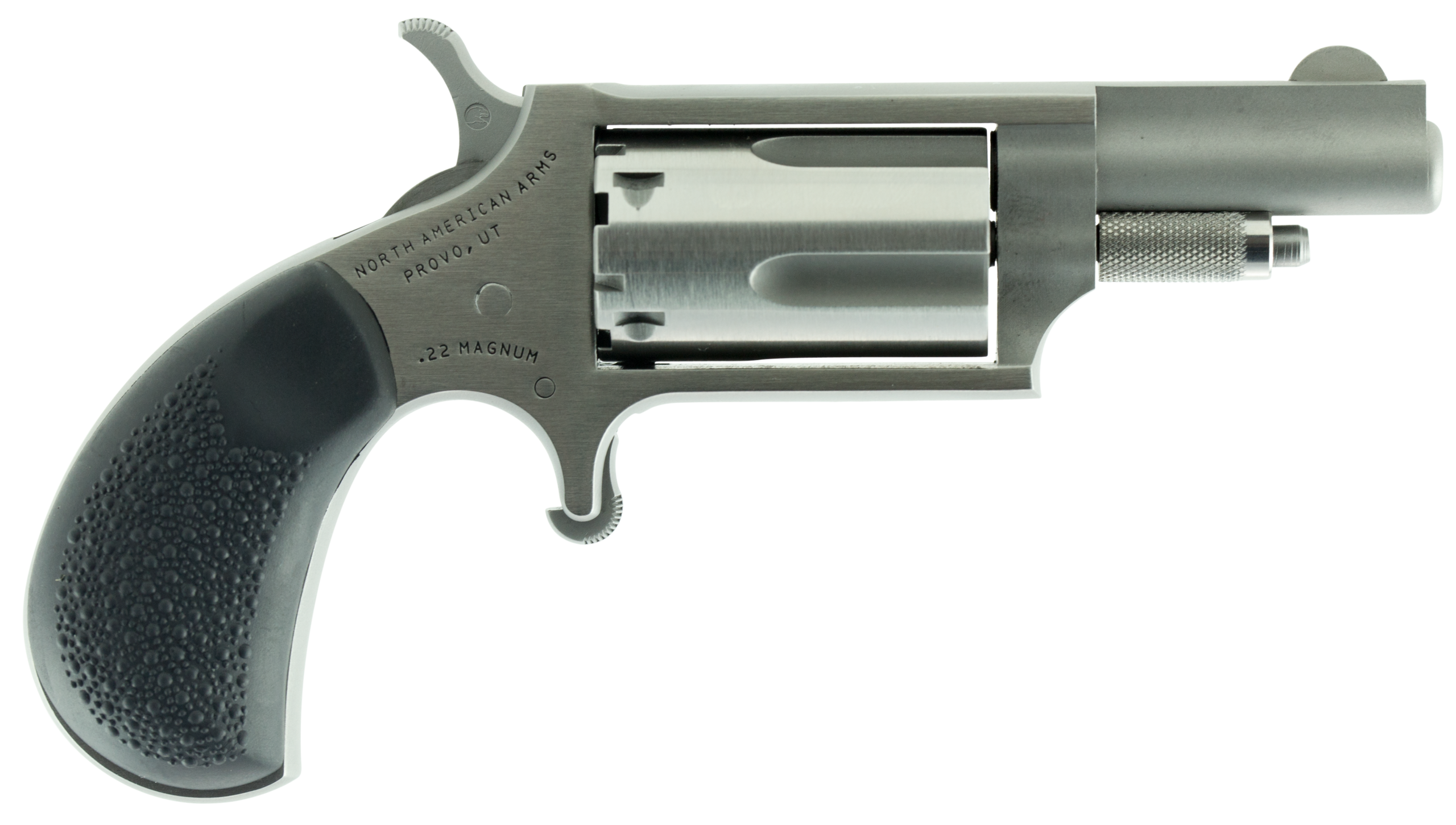 NAA 22MGRC Mini-Revolver 22 WMR 1.63" 5-Shot SAO - Stainless Steel, Black Rubber Grip