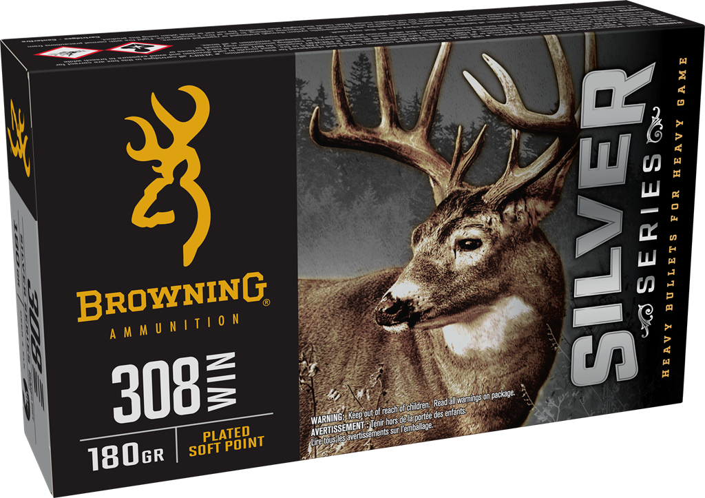 Browning Ammo Silver 308 Win 180gr Plated Soft Point - Box or Case