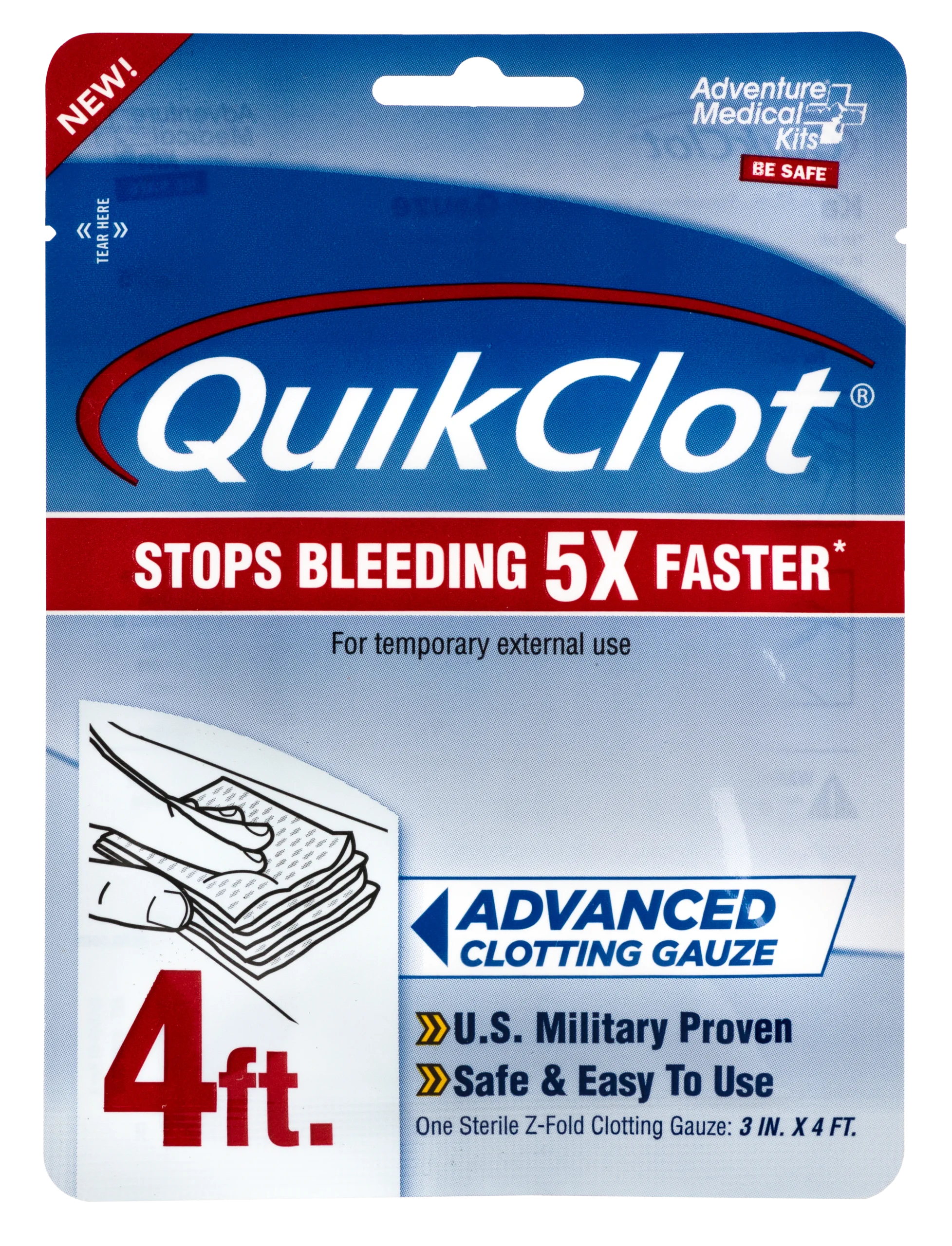 Adventure Medical Kits QuikClot Hemostatic Gauze 3" x 48" White