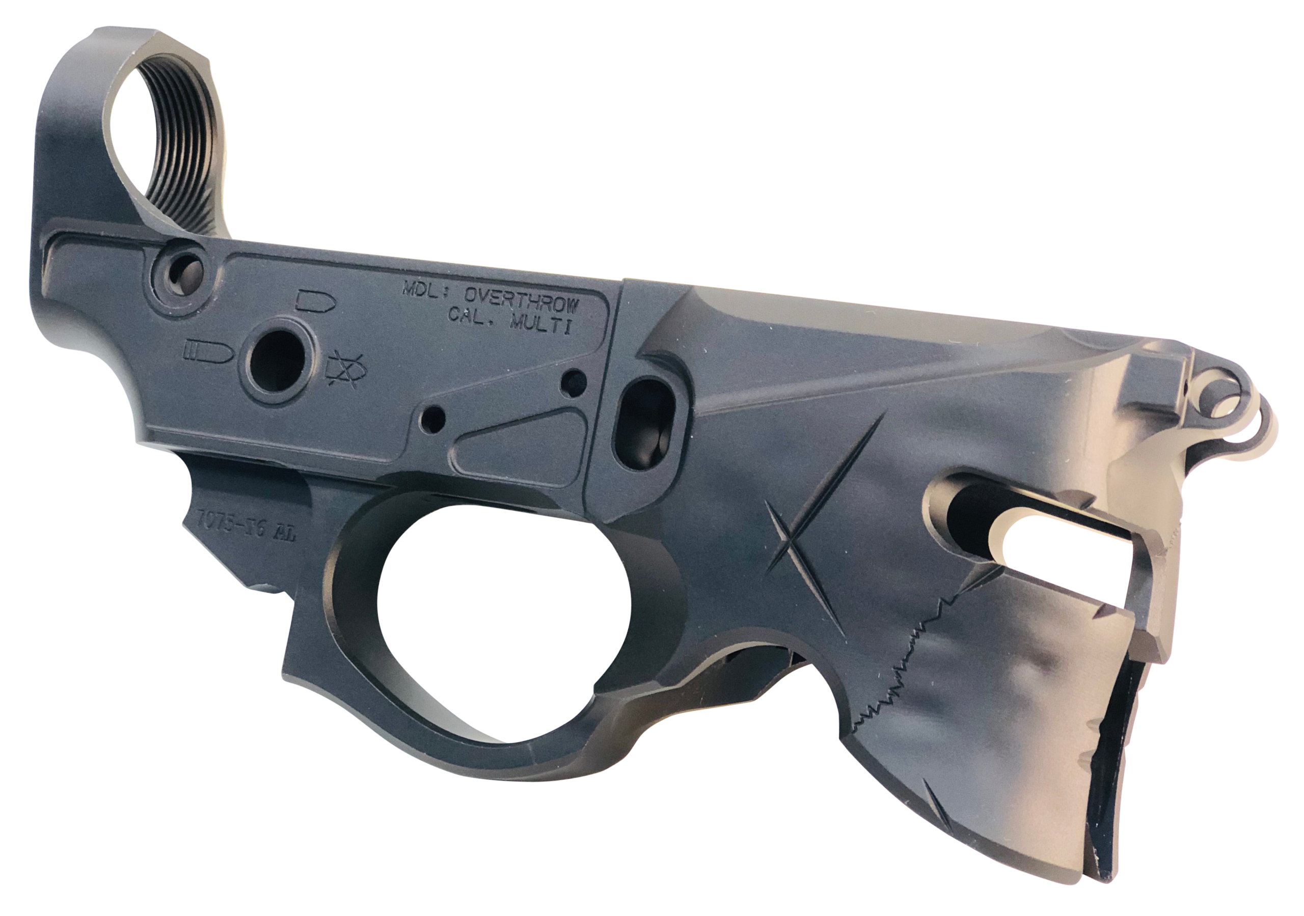 Sharps Bros Overthrow SBLR07 Stripped Lower AR-15 Multi-Caliber Black Hardcoat Anodized 7075-T6 Aluminum