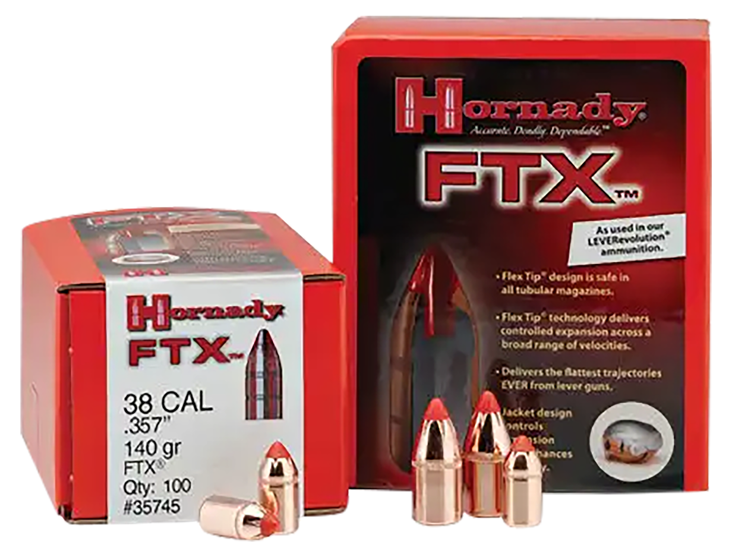 Hornady 45201 FTX Rifle 45 Cal .452 250 gr Flex Tip eXpanding - 50/Box