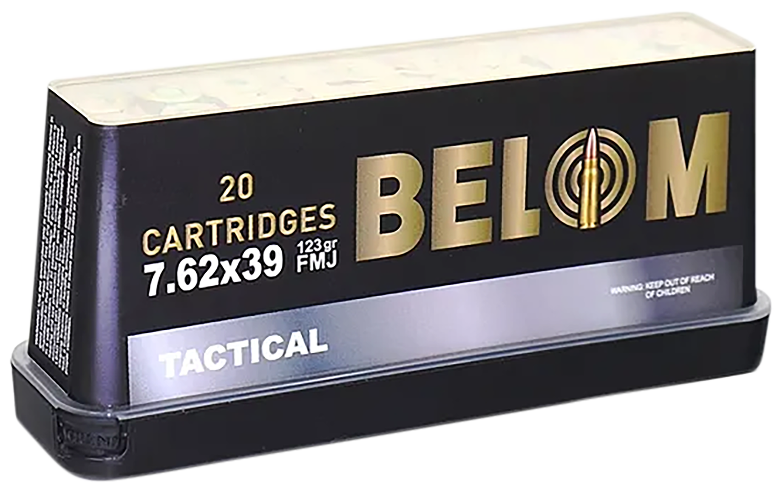 BELOM Ammo Tactical 7.62x39mm 123gr FMJ 20rd Box/24 Case - Box or Case
