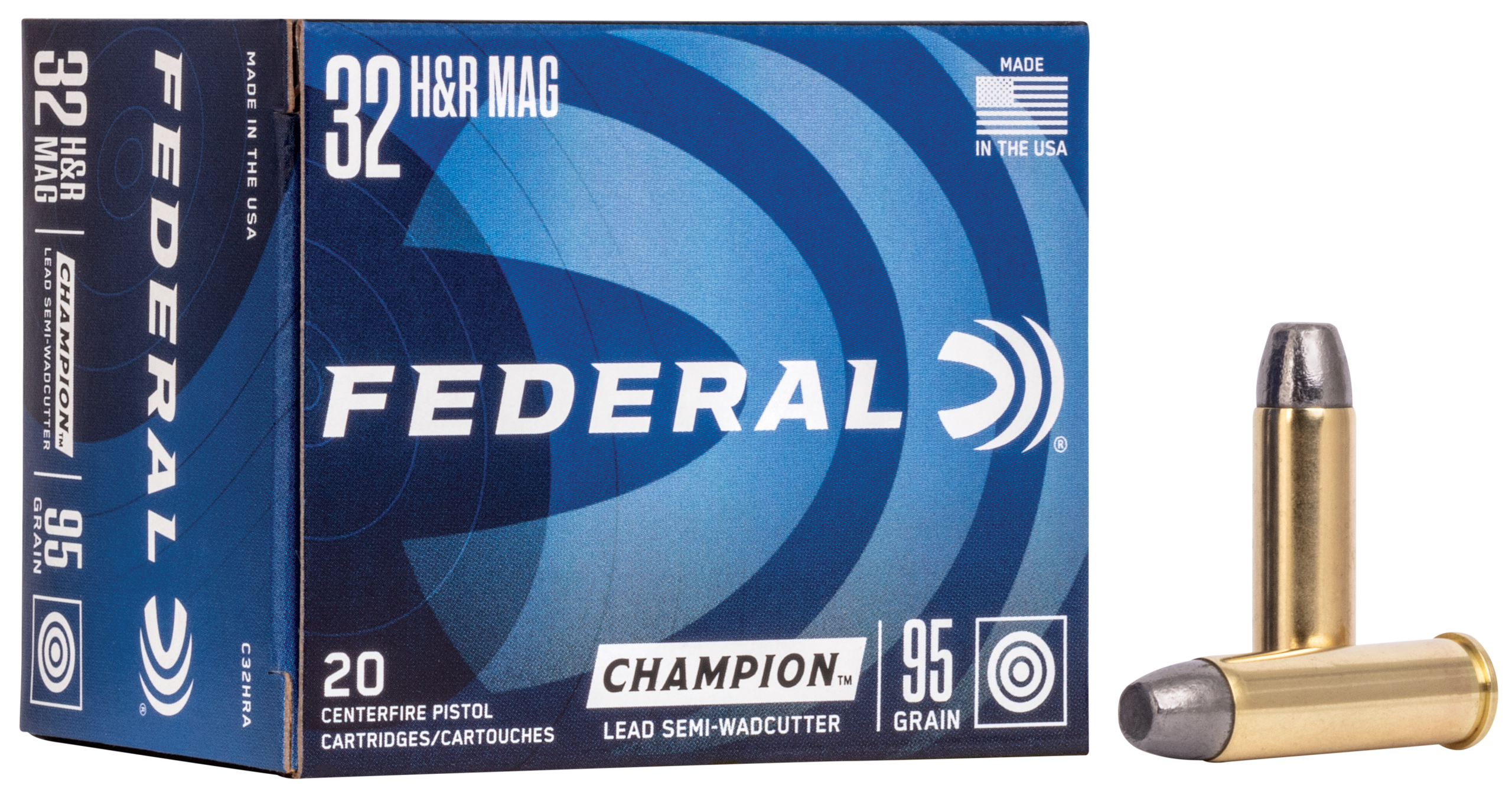 Federal Champion Training 32 H&R Mag 95gr Lead Semi Wadcutter 20 Rd - Box or Case