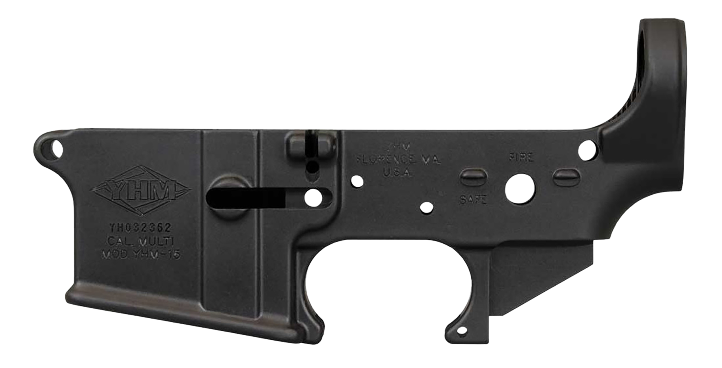 Yankee Hill 125 Stripped Lower Receiver AR-15 5.56x45mm NATO Matte Black Hardcoat Anodized - Stripped Lower