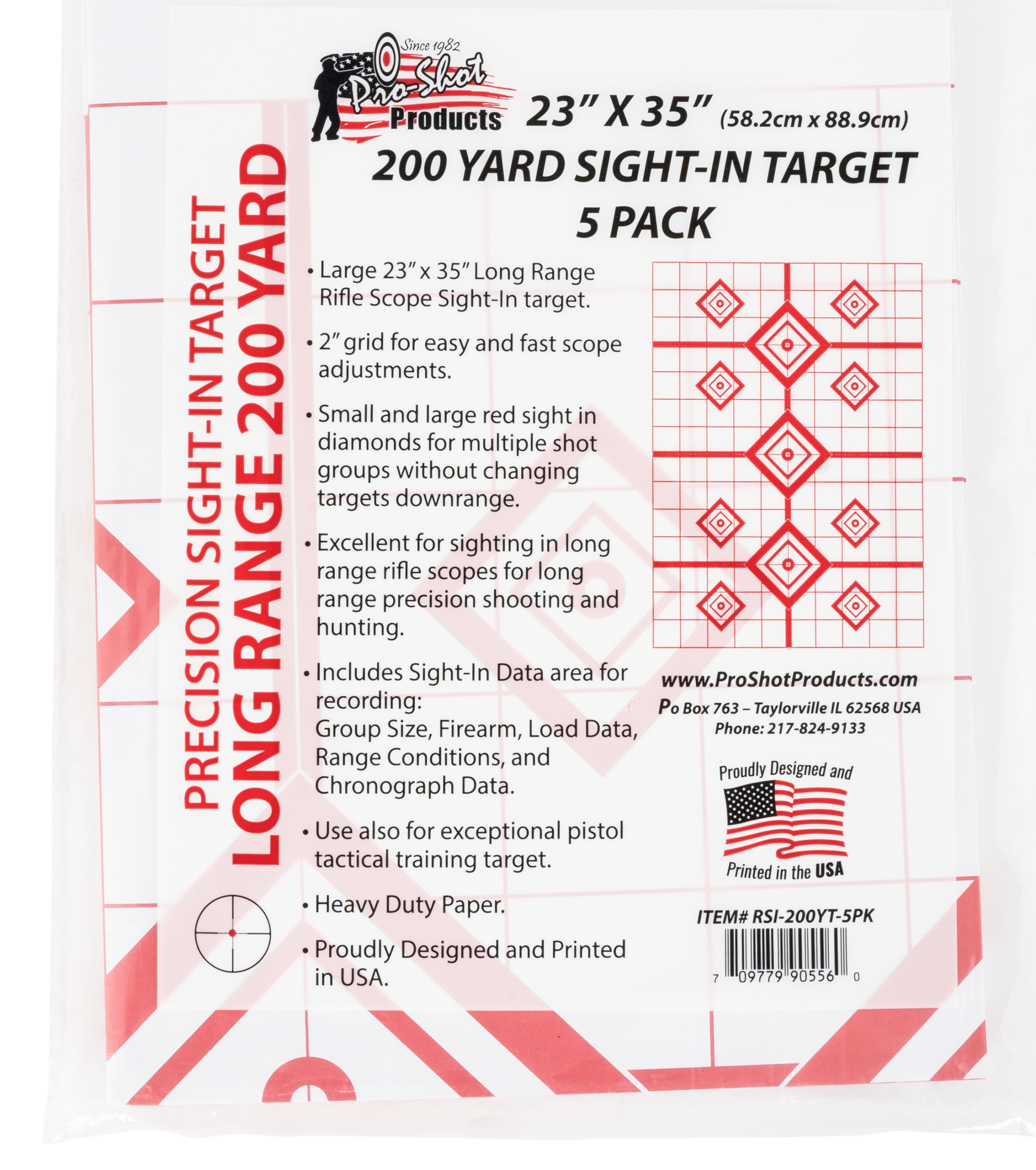 Pro-Shot SplatterShot Sight-In Diamond Hanging Paper Target 23" x 35" 200 Yards White/Red - 5 Pack