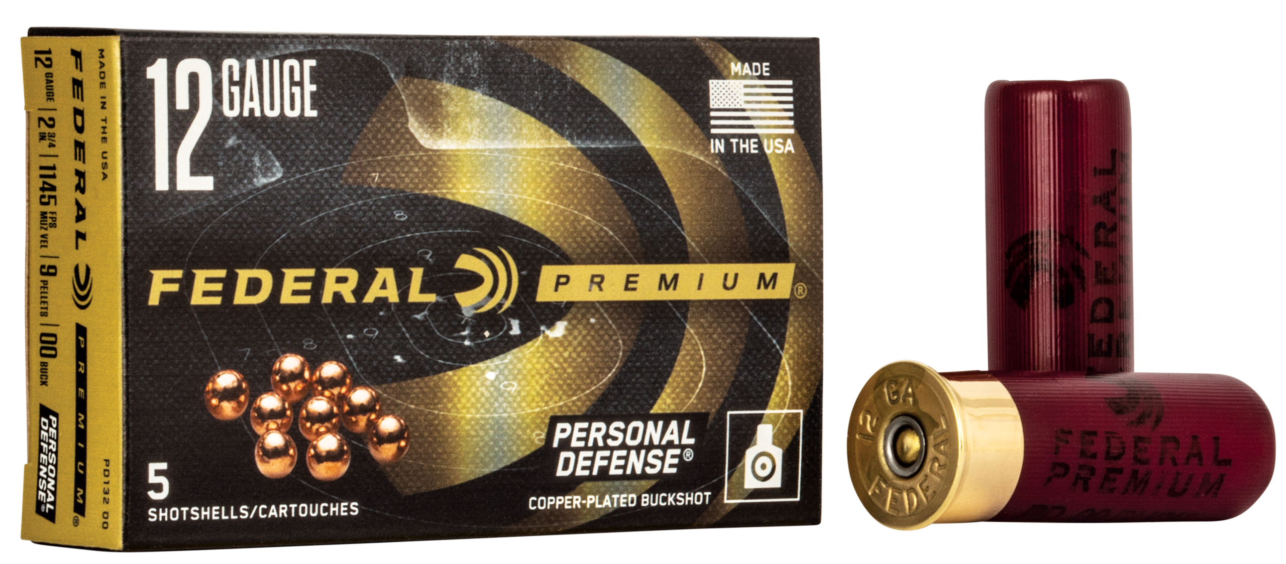 Federal PD13200 Premium Personal Defense 12 Gauge 2.75" 9 Pellets 00 Buckshot - Box or Case