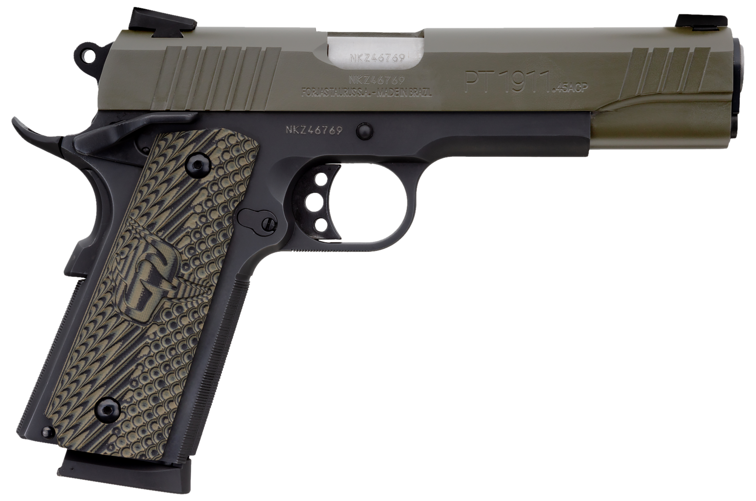 Taurus 1911 45 ACP 5" 8+1 SAO Pistol - Matte Black Frame / Green Cerakote Slide