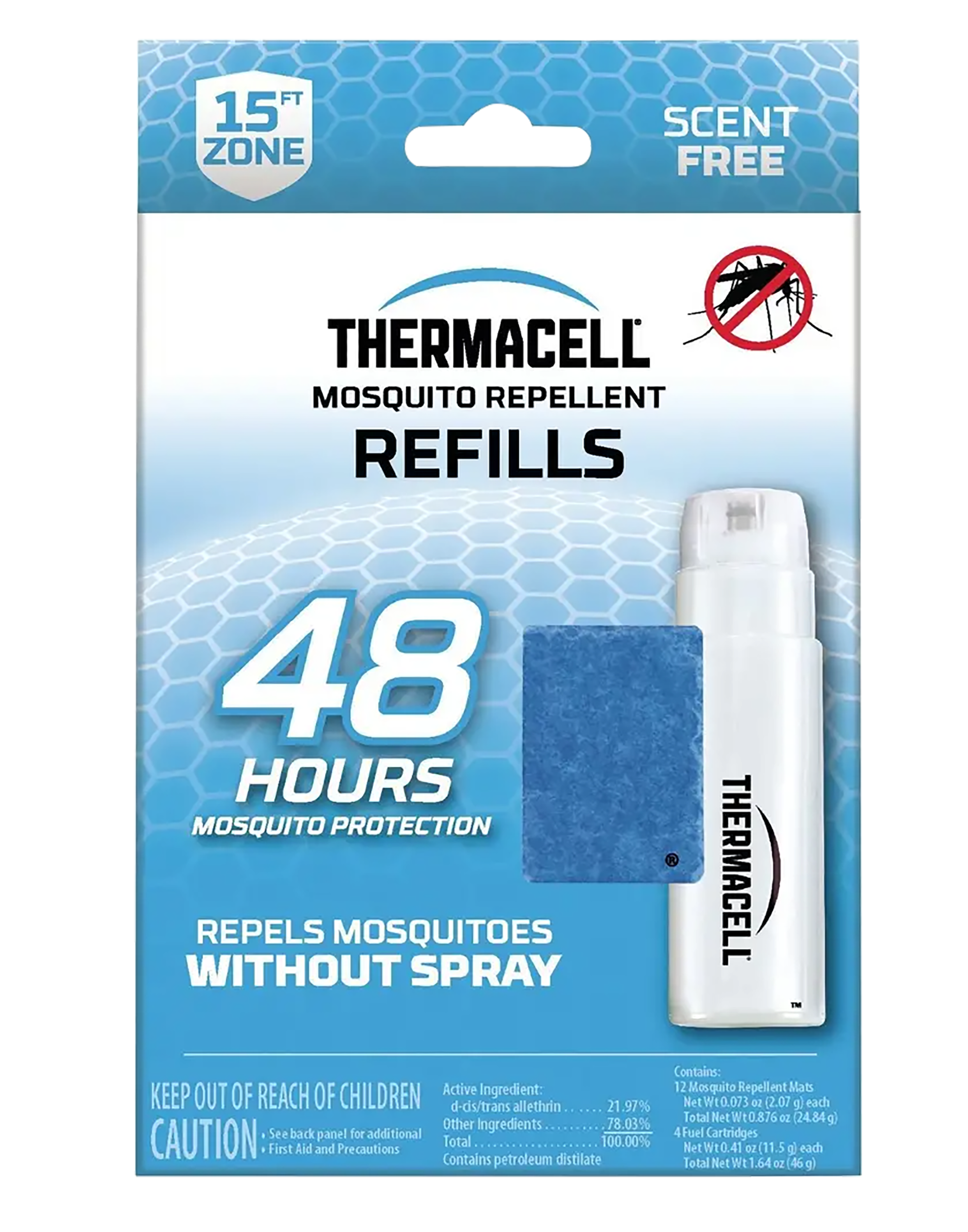 Thermacell R4 Repellent Refill 15 ft 4 Fuel Cartridges/12 Mats