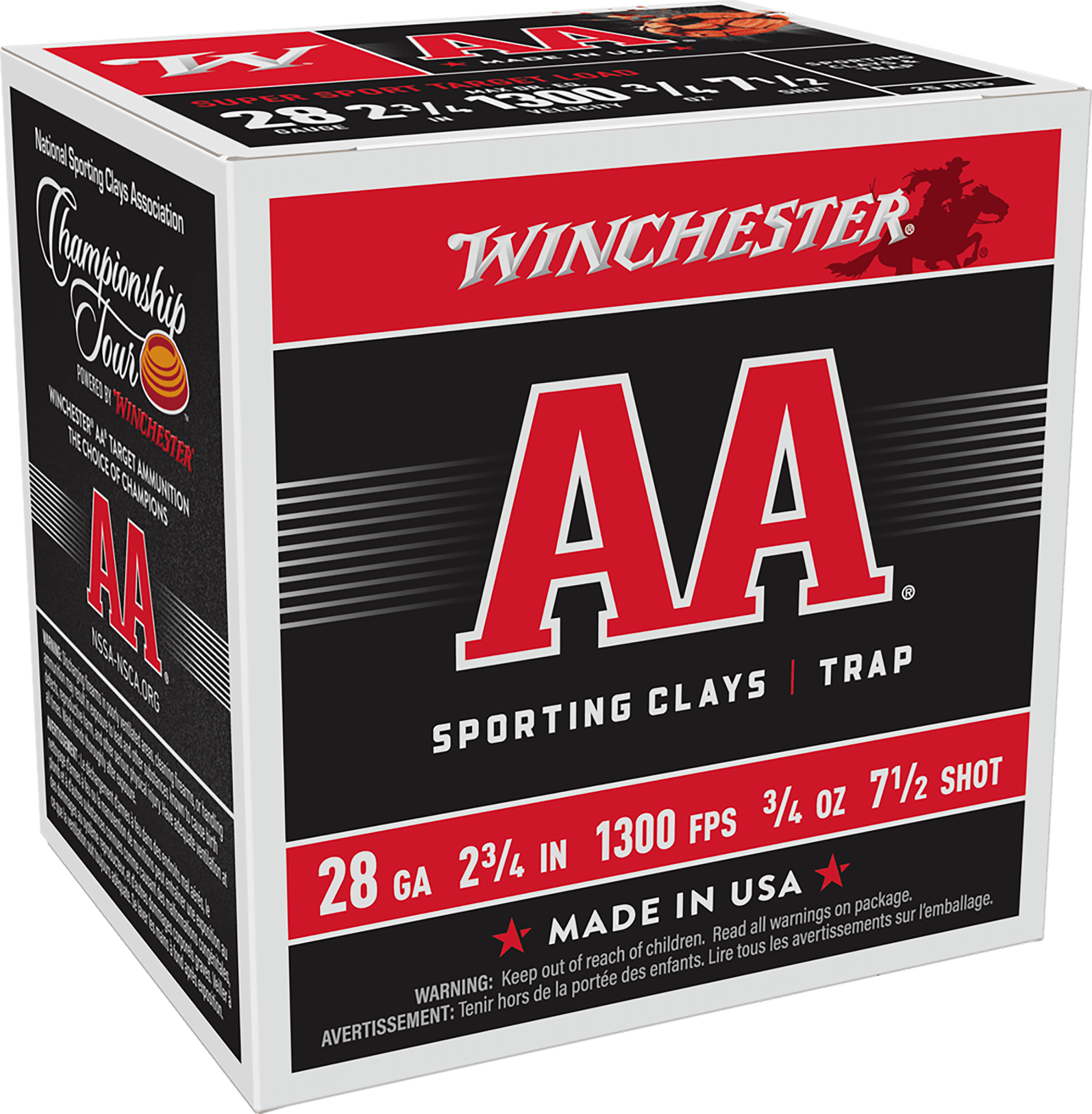 Winchester Ammo AA Super Sport Sporting Clay 28 Gauge 2.75" 3/4 oz 7.5 Shot - Box or Case
