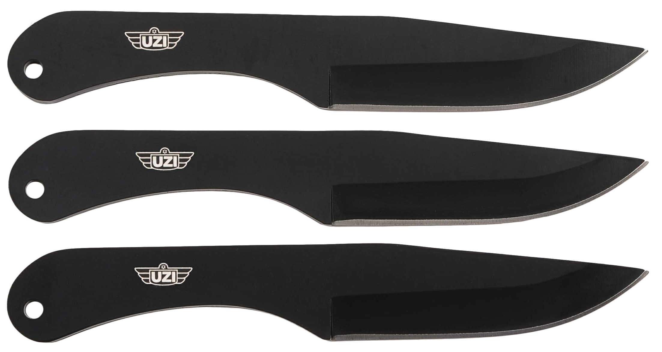 Uzi Accessories Throwing Knives IV 8.25" Fixed Plain Black Stainless Steel 3-Pc Set