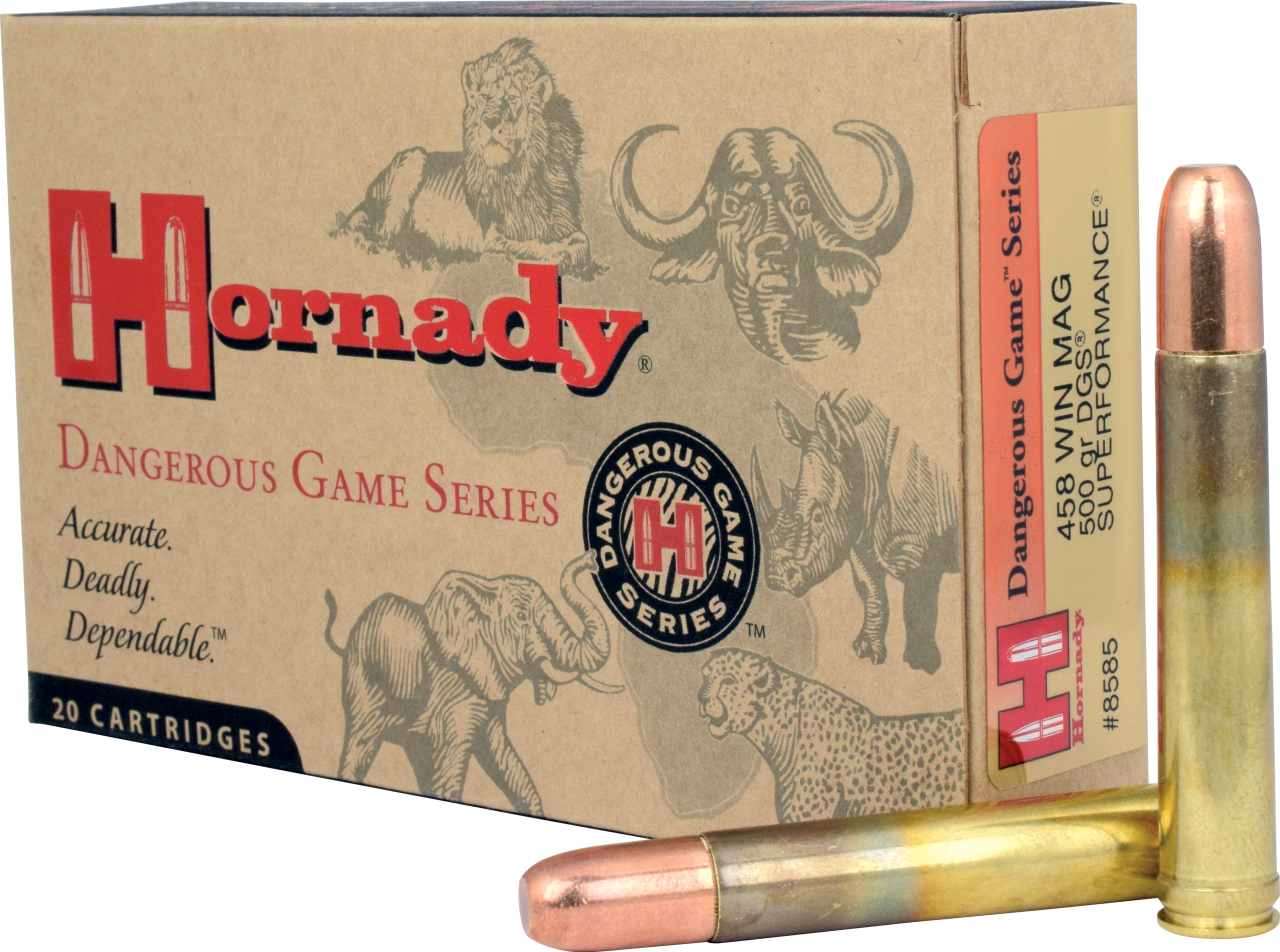 Hornady Dangerous Game Superformance 458 Win Mag 500gr DGS 20 Bx/6 Cs - Box or Case