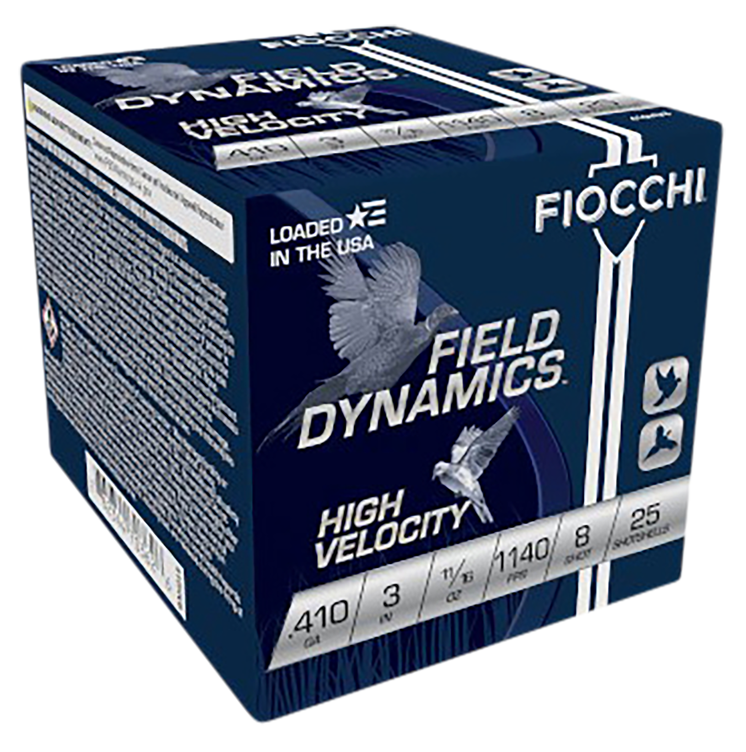 Fiocchi Field Dynamics High Velocity 410 Gauge 3" 11/16 oz #8 Shot 25 Bx/10 Cs - Box or Case