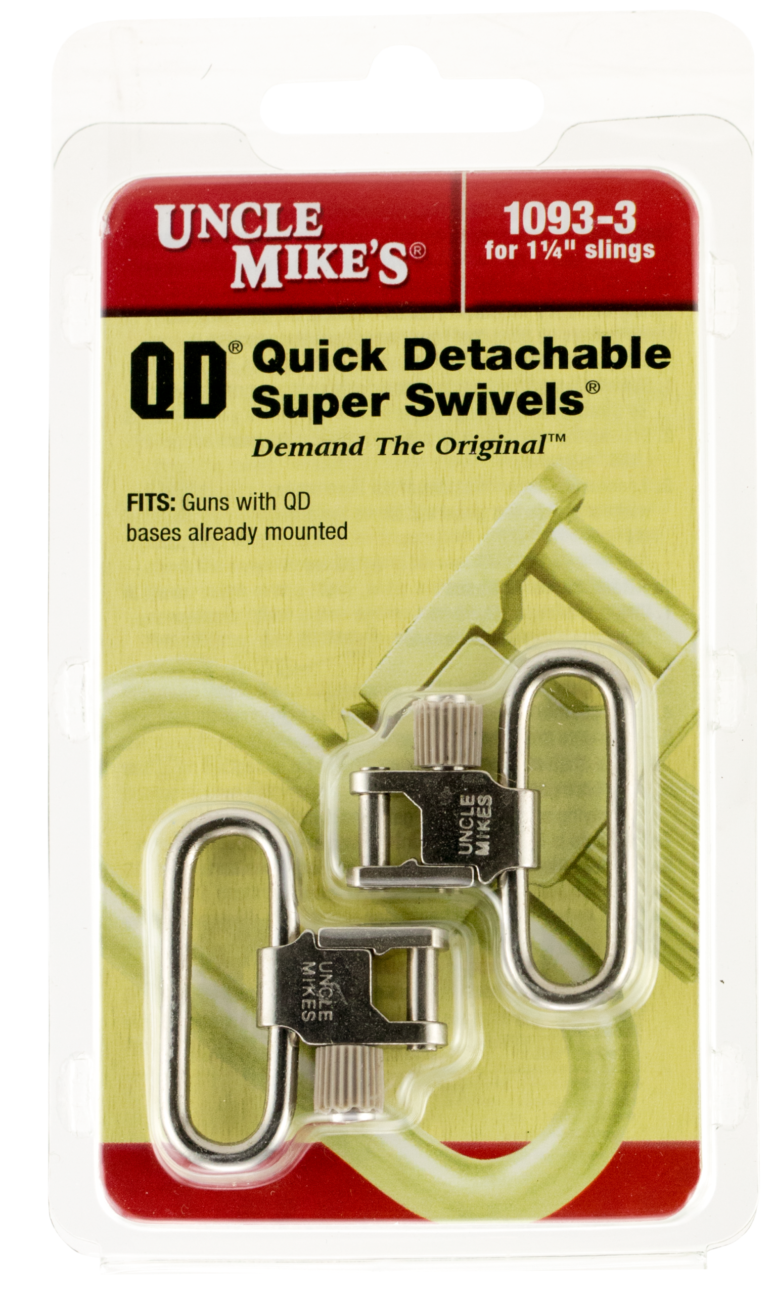 Uncle Mikes 10933 Super Swivel Quick Detach Tri-Lock 1.25" Loop Nickel Finish