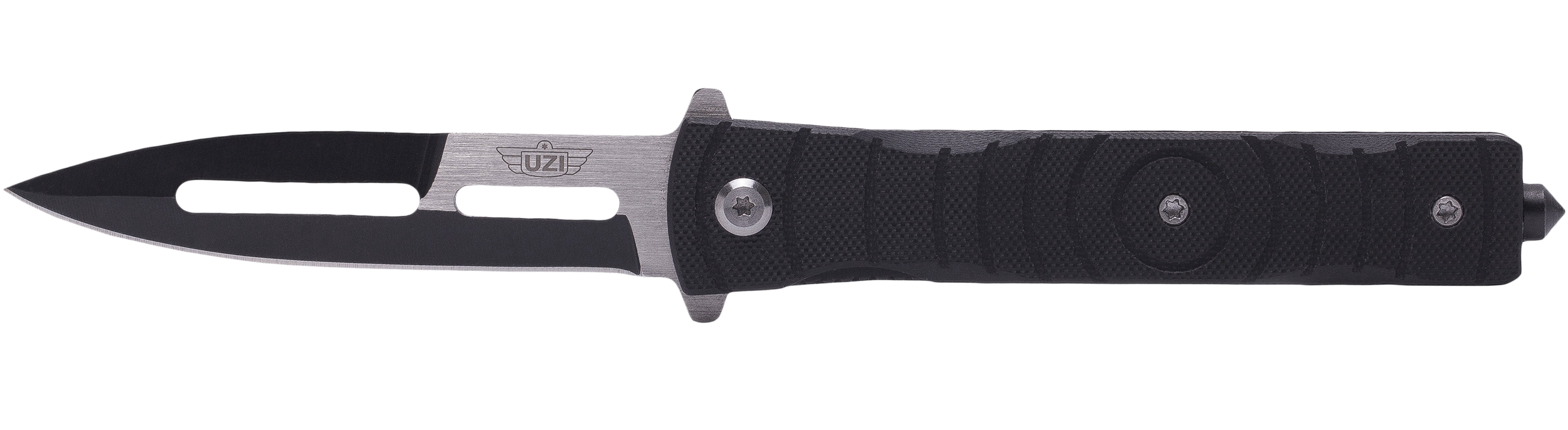 Uzi Accessories Mossad III 3.5" Folding Spear Point Knife G10 Black Handle - Spring Assist