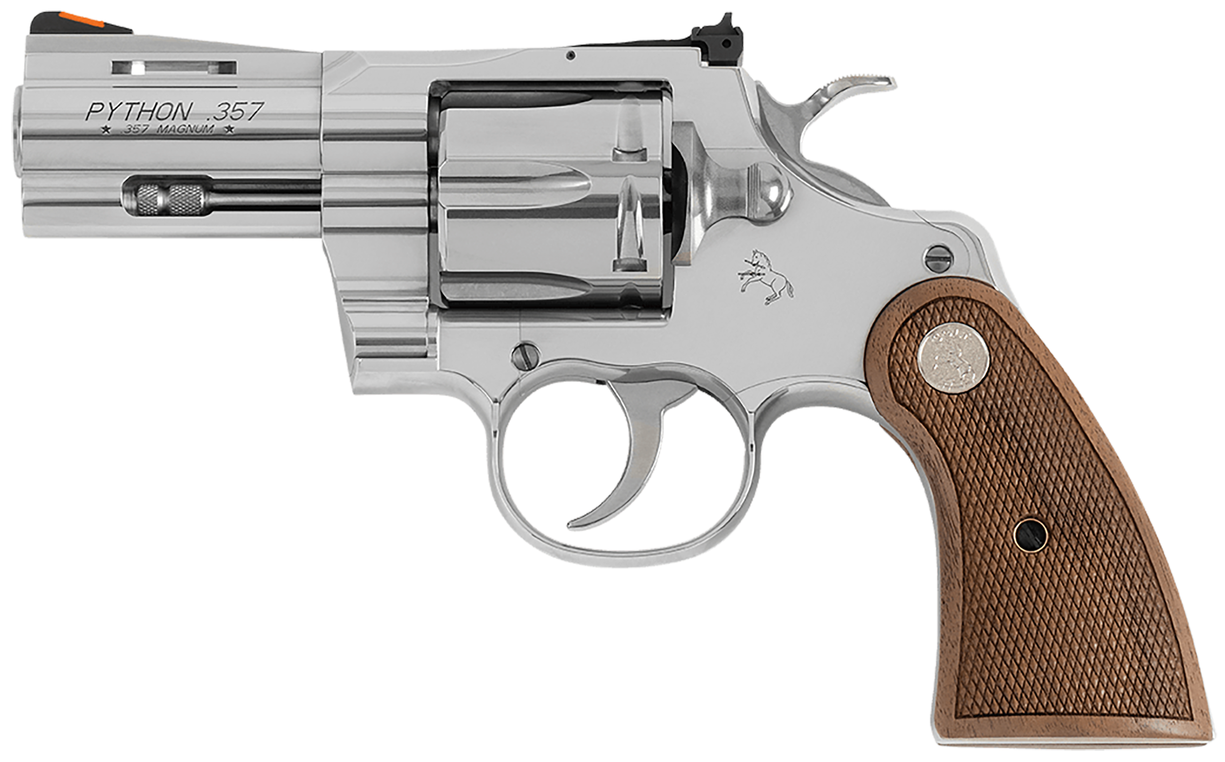 Colt Mfg Python 357 Mag/38 Special 2.5" 6-Shot DAO Revolver - Stainless Walnut Medallion
