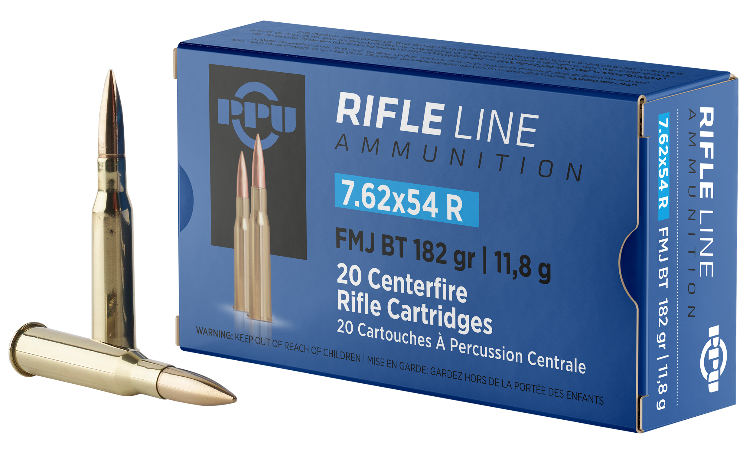 PPU PP76254F Metric Rifle 7.62x54mmR 182gr Full Metal Jacket Boat Tail 20rds - Box or Case