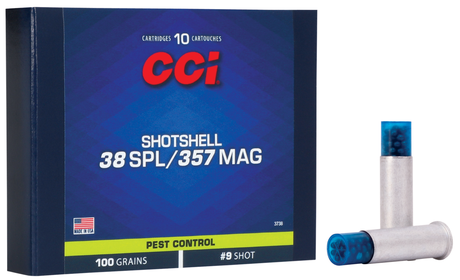 CCI 3738 Pest Control 38 Special/357 Magnum 100gr Shotshell #9 Shot - Box or Case