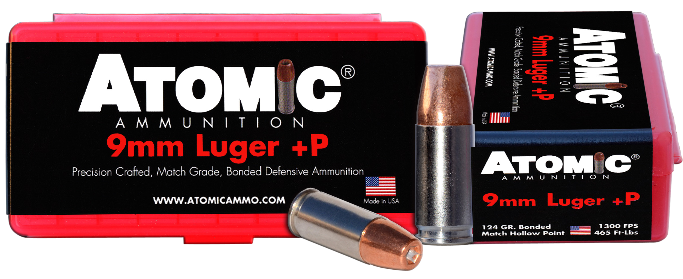 Atomic Precision Craft Match 9mm Luger +P 124gr Bonded Match Hollow Point - Box or Case