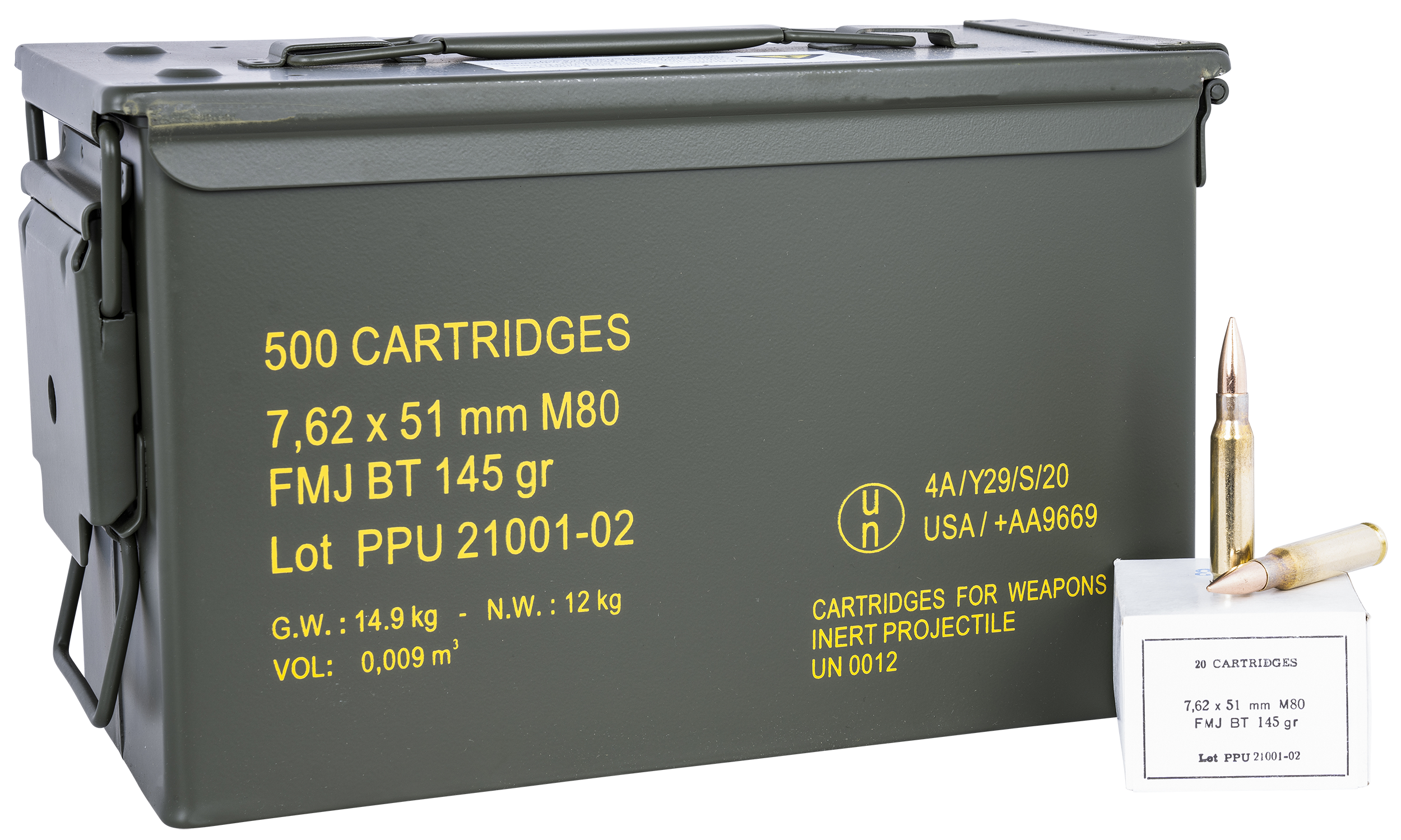 PPU Rangemaster 7.62x51mm NATO 145gr Full Metal Jacket Boat Tail 500 Rds - Sold by Case w/ Metal Can