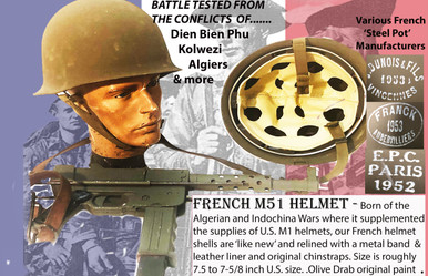 French M51 Steel Helmet 1st Model with Fixed Bales