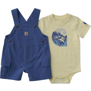 Carhartt Infant Boys Short Sleeve Bodysuit and Cargo Pocket Shortall Set