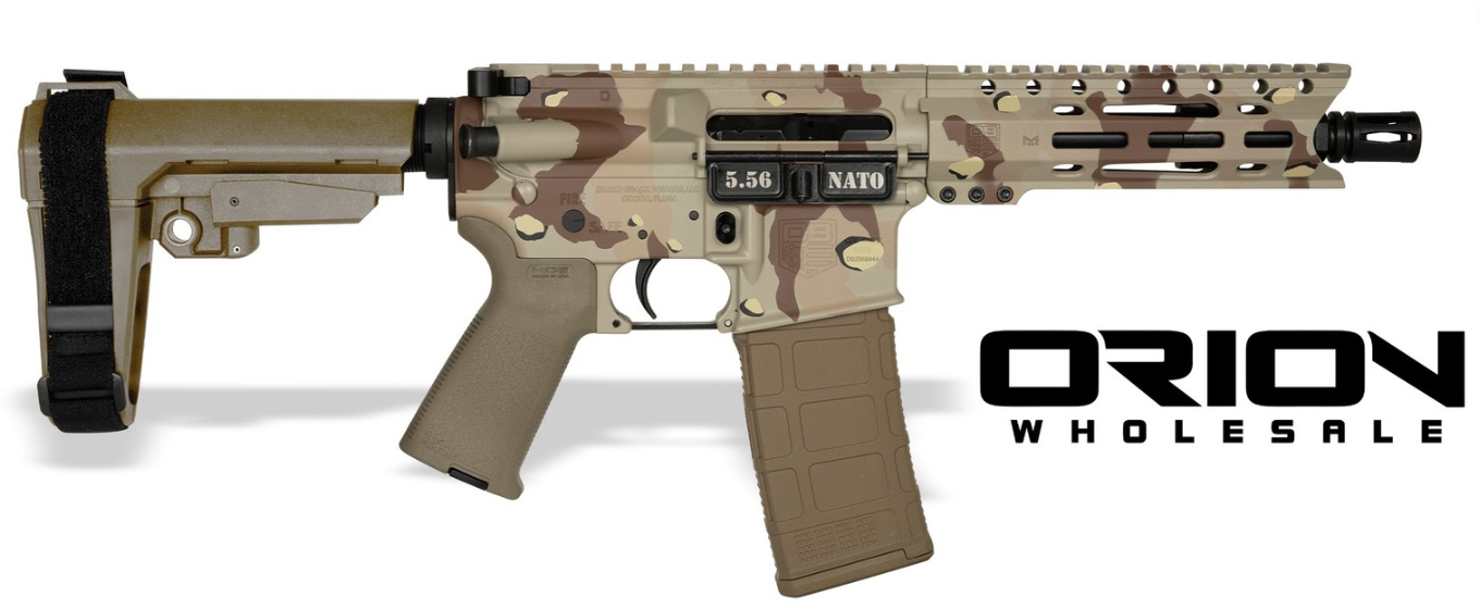 DIAMONDBACK DB15 5.56 CHOCOLATE CHIP 7″ PISTOL 6″ M-LOK RAIL W/SBA3 BRACE ORION EXCLUSIVE