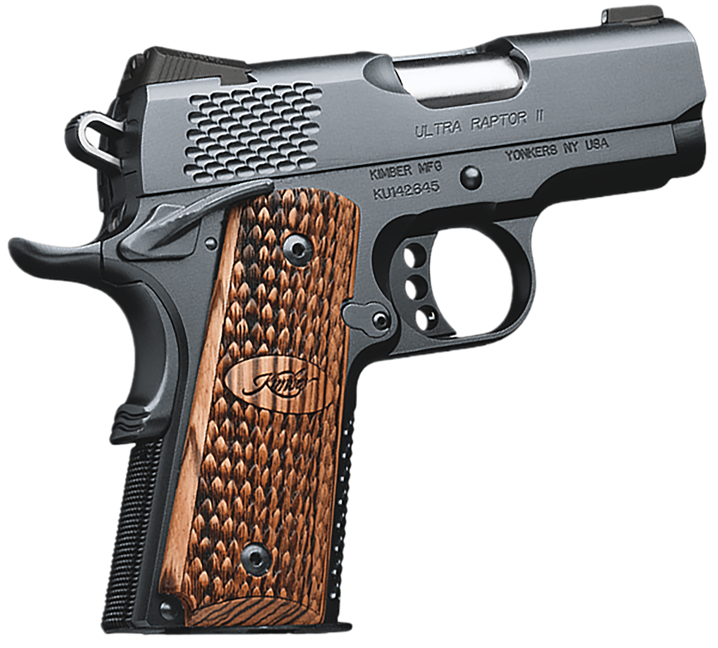Kimber 3200150 Ultra Raptor II Pistol - .45 ACP, 3 in Barrel, Amb. Safety, Aluminum Frame, Matte Black Oxide Slide, 7 Rd
