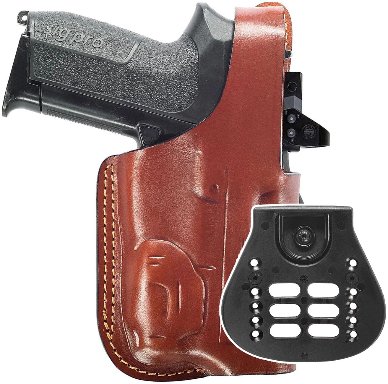 Leather Paddle Holster w Thumb Break (Light/Laser & Red Dot)