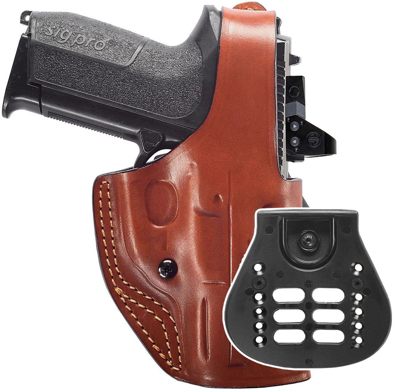 Leather Paddle Holster w Thumb Break (Red Dot)