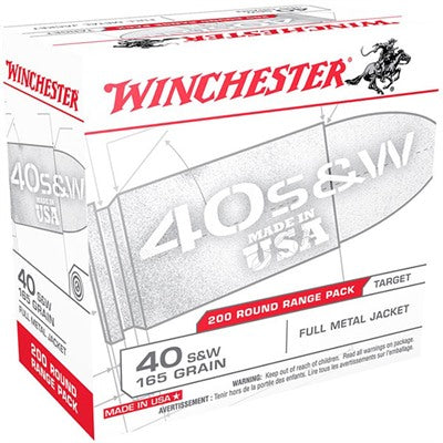 Winchester .40 S&W USA Range Pack 165gr FMJ Ammo 1060 FPS