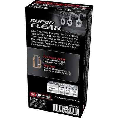 Winchester .40 S&W Super Clean 120gr Lead Free FMJ Ammo 1250 FPS