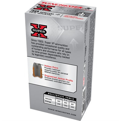 Winchester .38 Special +P Super-X 125gr JHP Ammo 945 FPS
