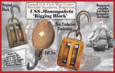 USN 1800s Sailing Ship Rigging Block 19th Century