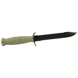 Glock KF039181 Field Knife FM 81 6.50 Clip Point Plain/Saw Phosphate-Treated HRC55Spring Steel Polymer Battle Field Green Handle Fixed
