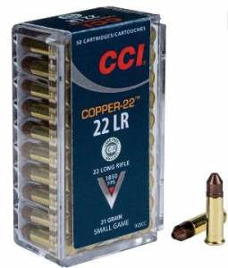 CCI 925CC Copper-2222 LR 21 gr Copper Hollow Point 50 Bx/ 100 Cs