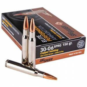 Sig Sauer E3006H120 Elite Copper Hunting30-06 Springfield 150 gr Copper Hollow Point 20 Bx/ 10 Cs