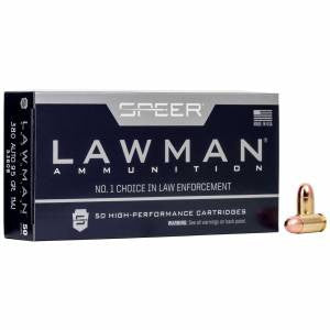 Speer Ammo 53608 Lawman380 ACP 95 gr Total Metal Jacket (TMJ) 50 Bx/ 20 Cs