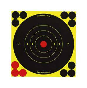 Birchwood Casey 34550 Shoot-N-CSelf-Adhesive Paper 6 Bullseye Yellow Target Paper w/Black Target & Red Accents 60 Per Pack