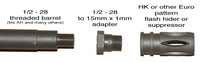 1/2 - 28 to 15mm x 1mm thread adapter