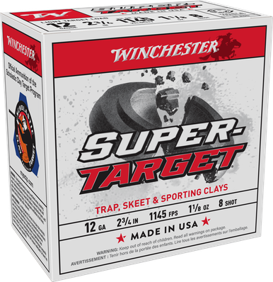 Winchester Super Target 12 Gauge 2.75" 1 1/8 oz #8 Shot – 25 Rounds